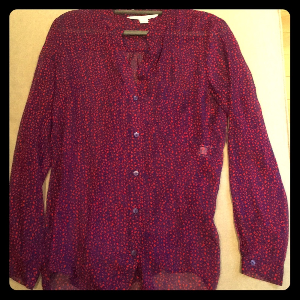 Diane Von Furstenberg Printed Sheer Silk Blouse 4